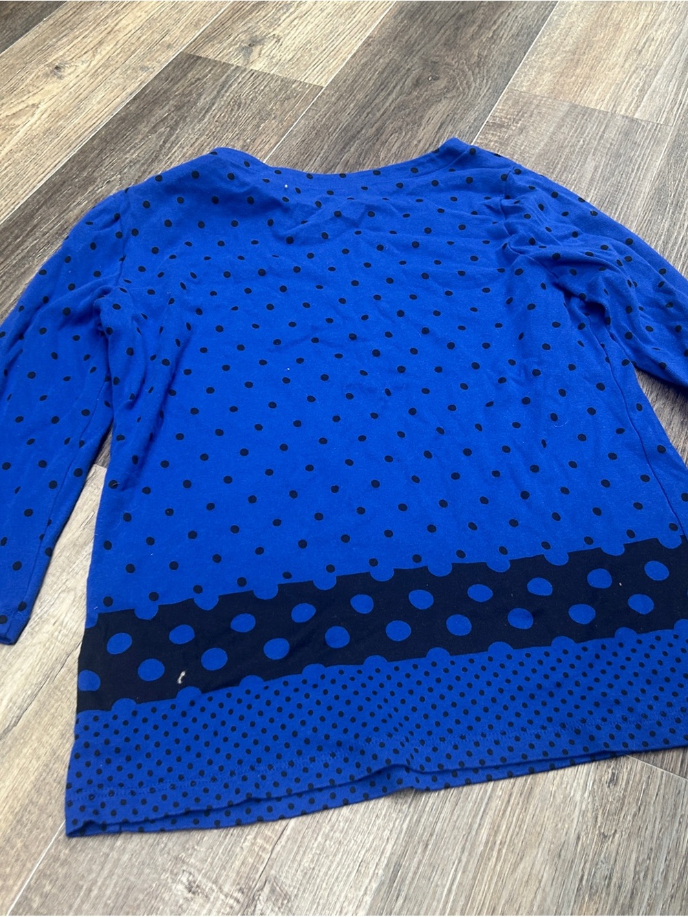Chico's Royal Blue and Black Polka Dot Long Sleeve Top